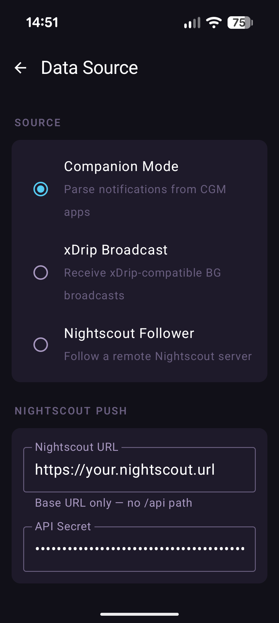 Data source settings